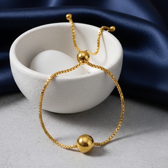 Elegant 18K Gold Plated Beaded Adjustable Bracelet | Minimalist Dainty Chic - Picture 8 of 15